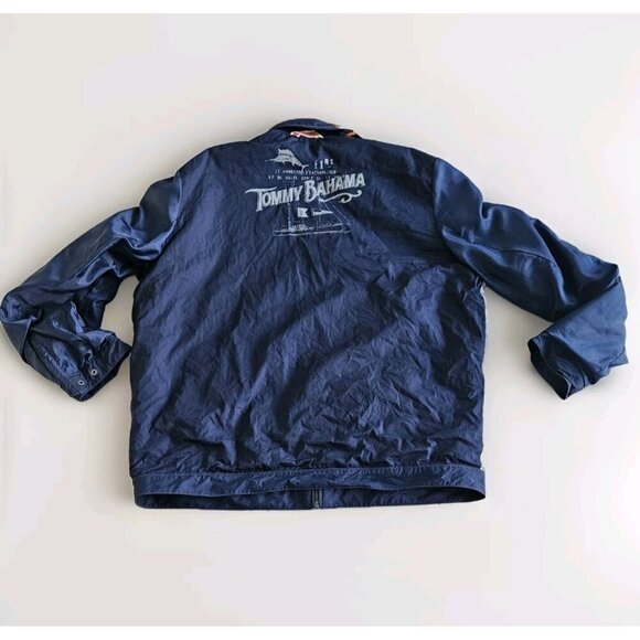 Tommy Bahama Jacket Mens M Navy Cotton Nylon Full Zip Lined Windbreaker Pockets - Picture 11 of 16
